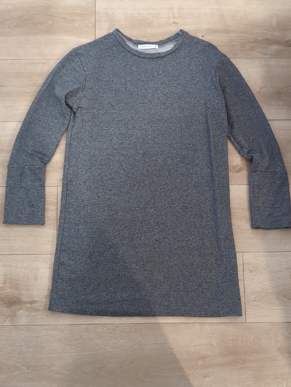 Gray Crewneck Long Sleeves Mini Dress